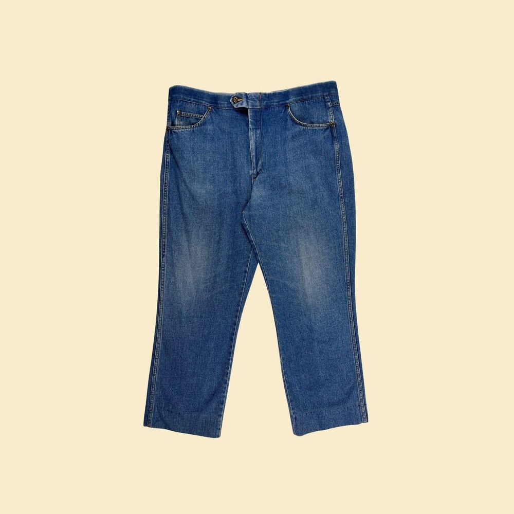 1980s mens jeans by Sansabelt Sport, size 38x27 mens medium wash denim pants